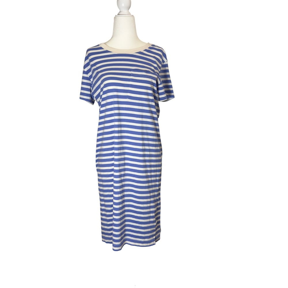 Pact Organic Cotton Striped T-Shirt Dress | Blue & White Midi Dress